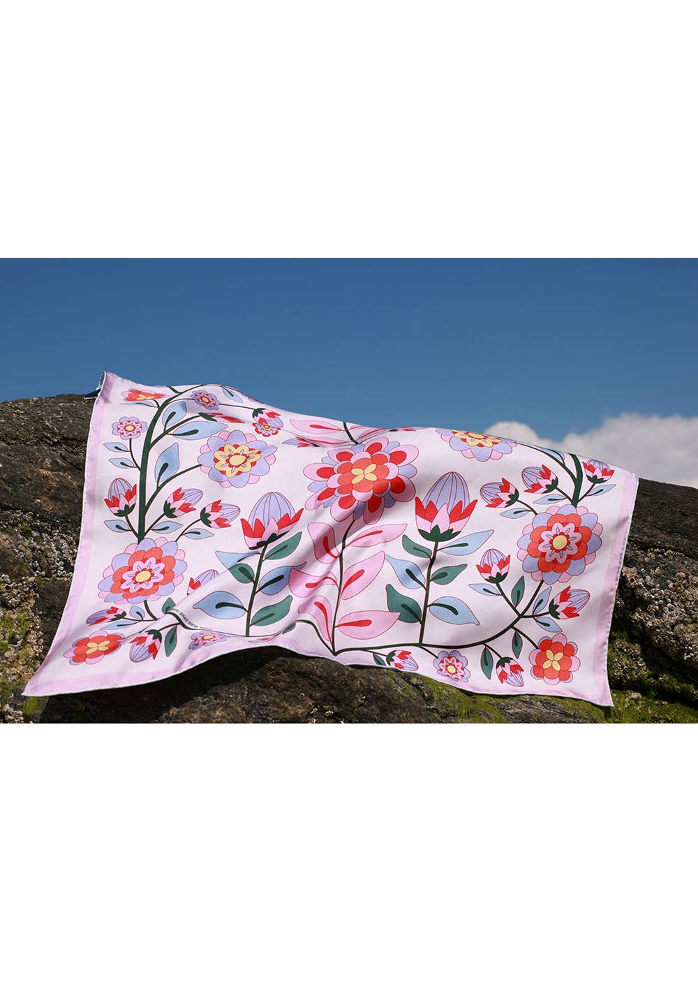Jessie Zhao New York - Double Sided Silk Scarf Of Pink Garden