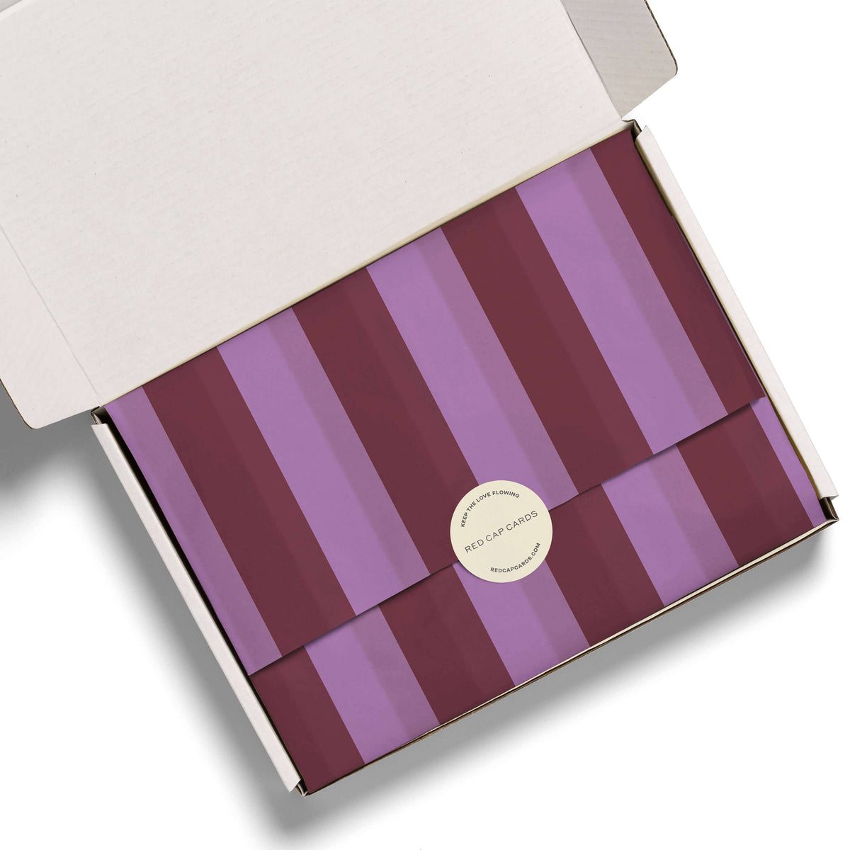 Red Cap Cards - Eggplant and Lilac Stripes tissue paper