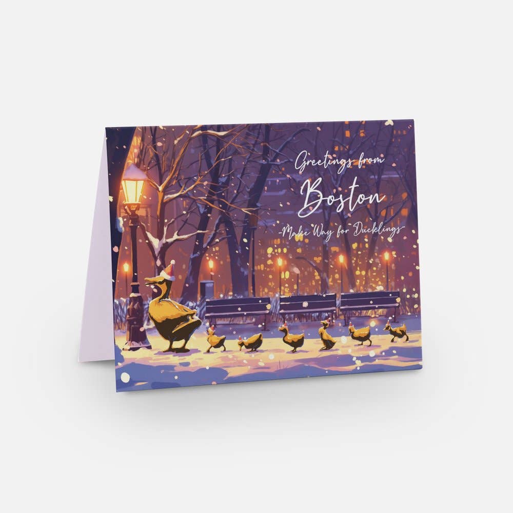 anyangART Studio - Boston Greeting Card | Boston Ducklings Boston Christmas