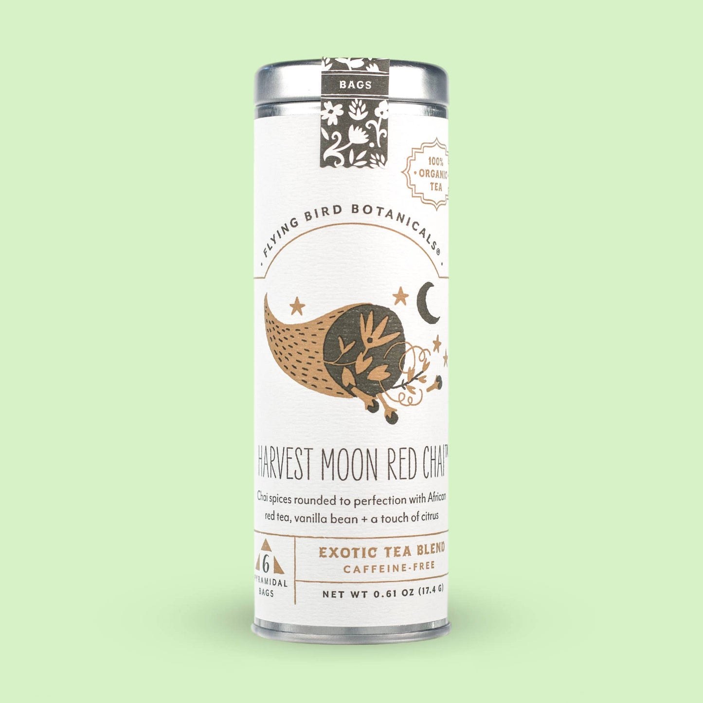 Flying Bird Botanicals - Harvest Moon Red Chai (ORG) – 6 Tea Bag Tin