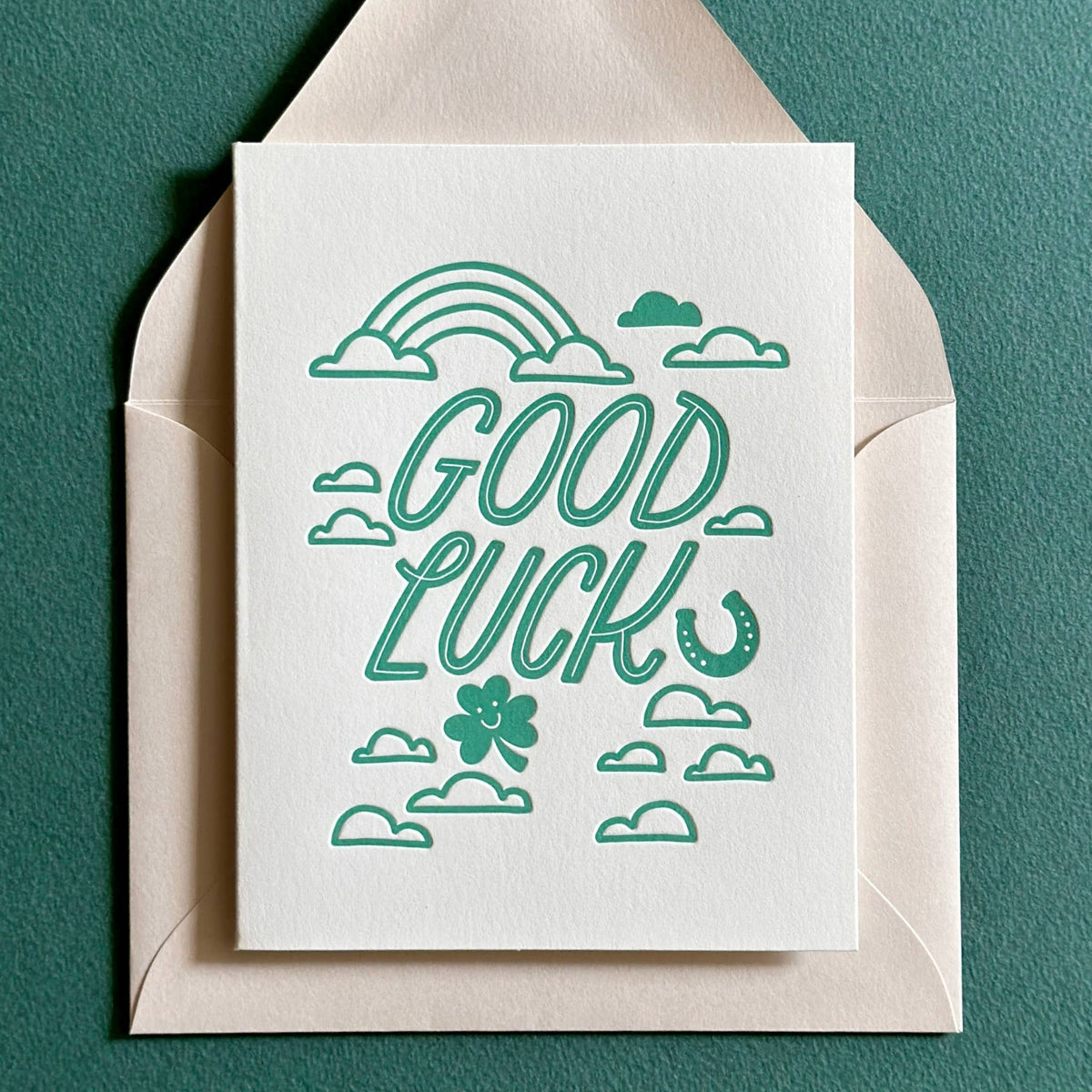 Friendly Fire Paper - Good Luck Rainbow | Letterpress Encouragement Card