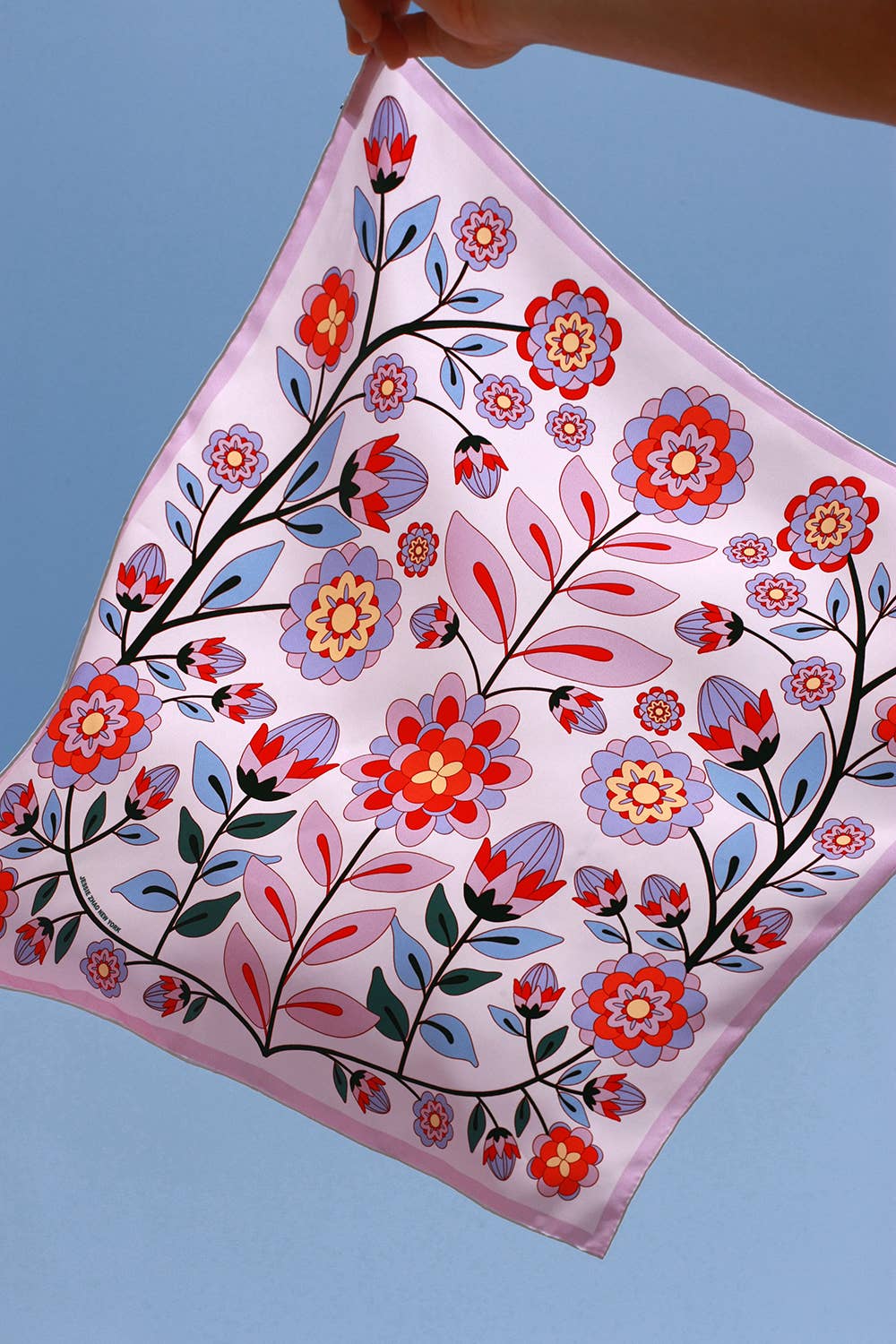 Jessie Zhao New York - Double Sided Silk Scarf Of Pink Garden