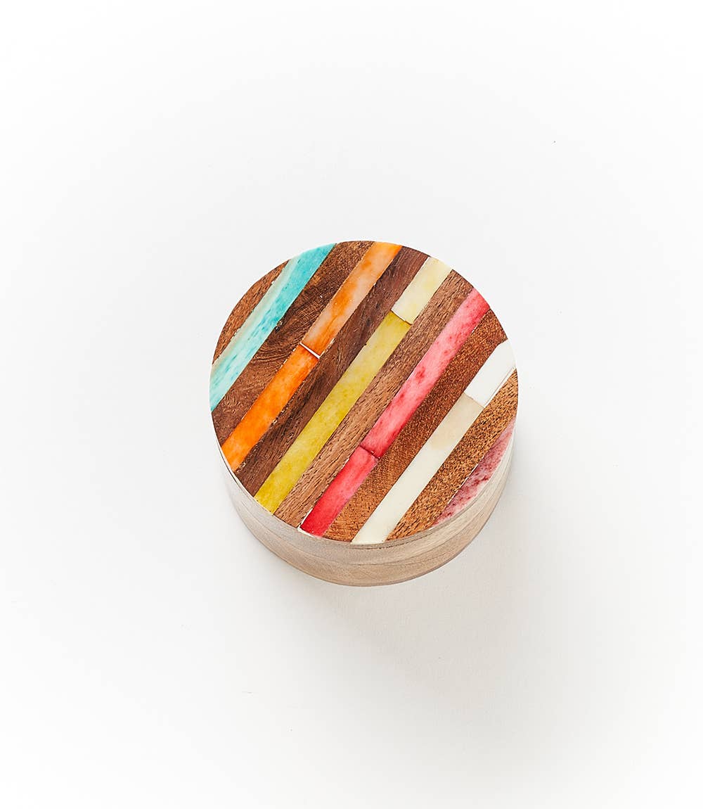 RAINBOW ROUND BONE Keepsake Box