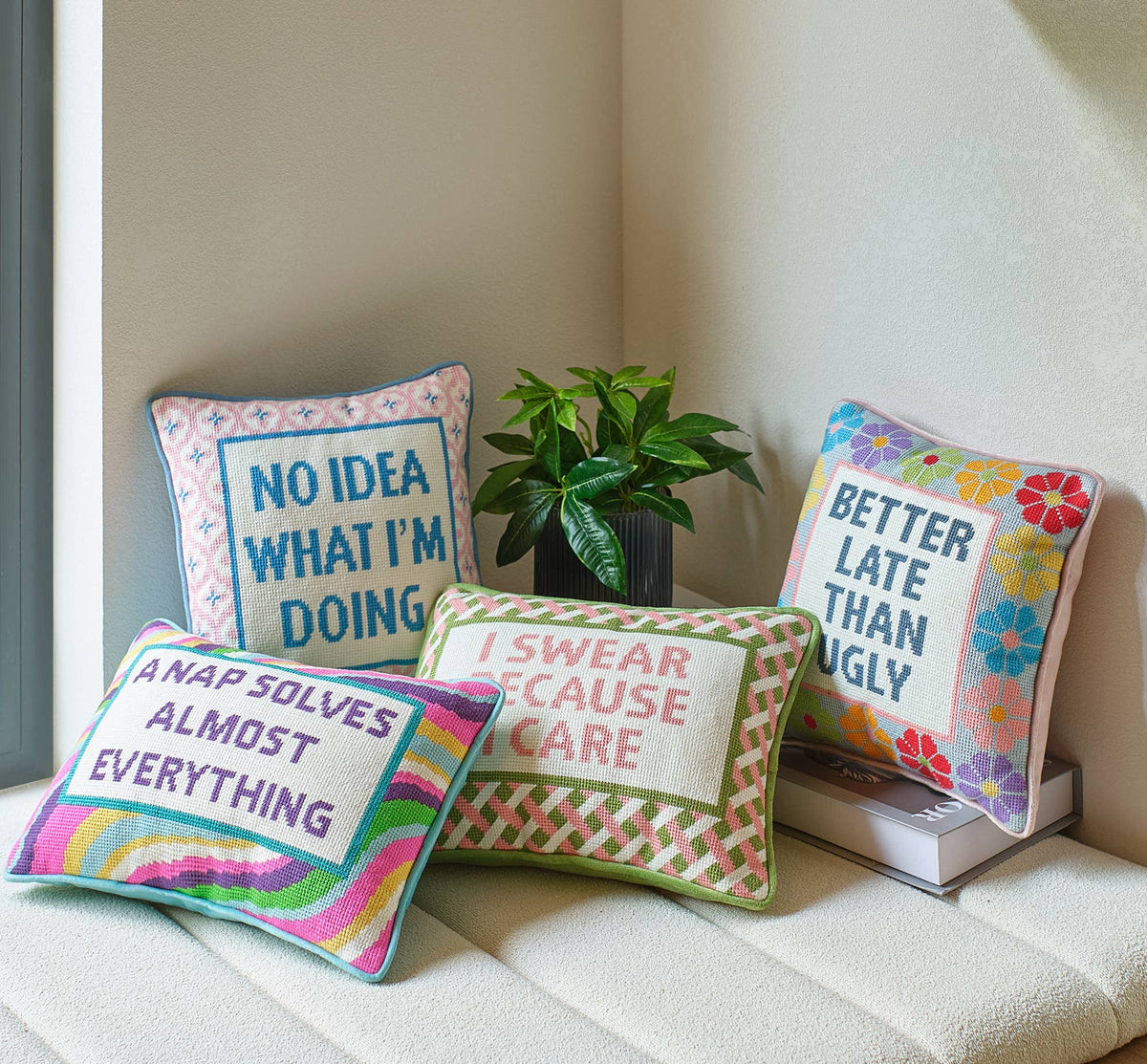 Peking Handicraft - Nap Solves Almost Everything Embroidered Pillow