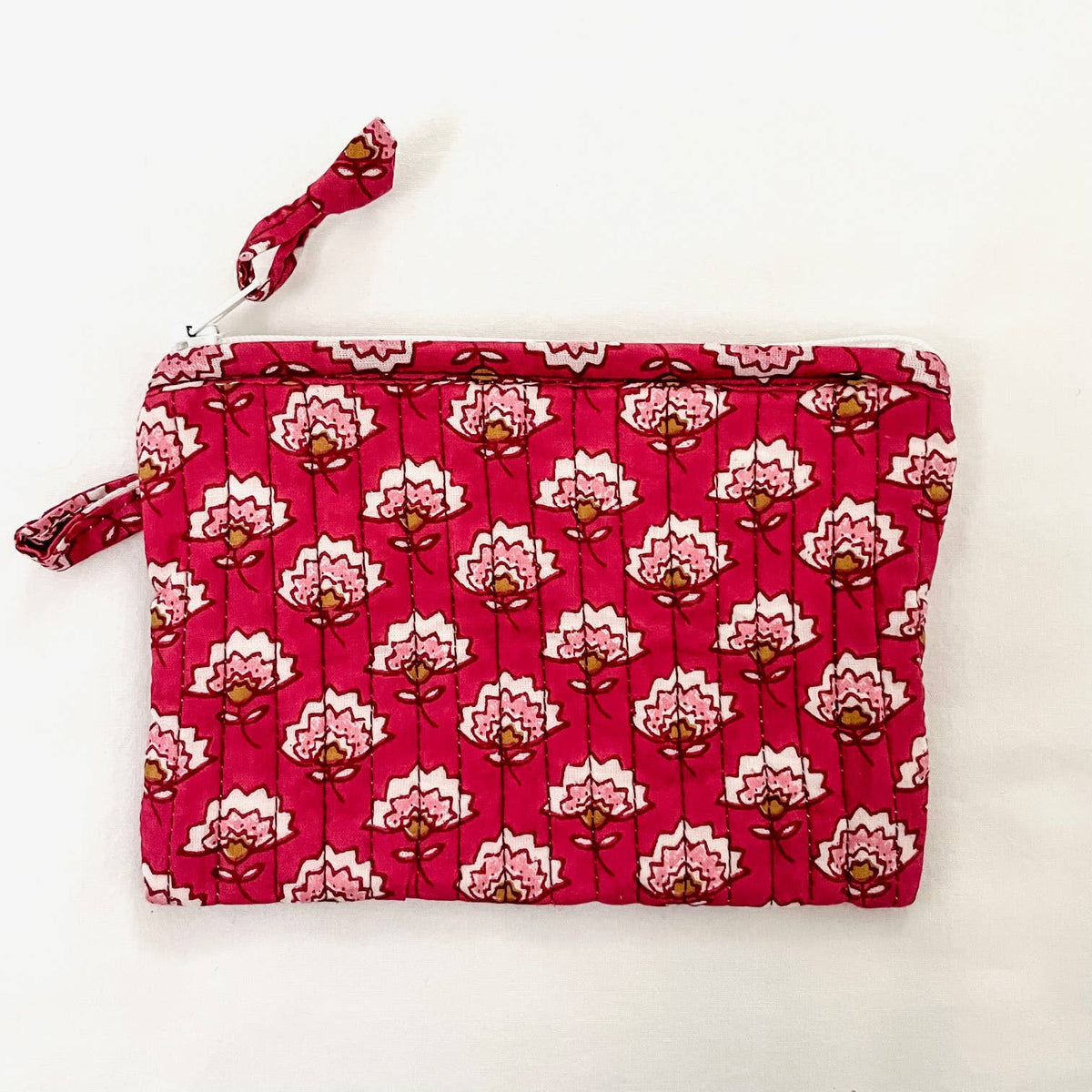 Kalyana Textiles - Berry Pink Block Print Mini Pouch