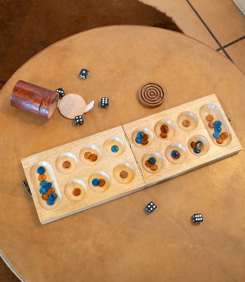 Matr Boomie Fair Trade - Mancala Wooden Game Set - Hand Carved Mango Wood
