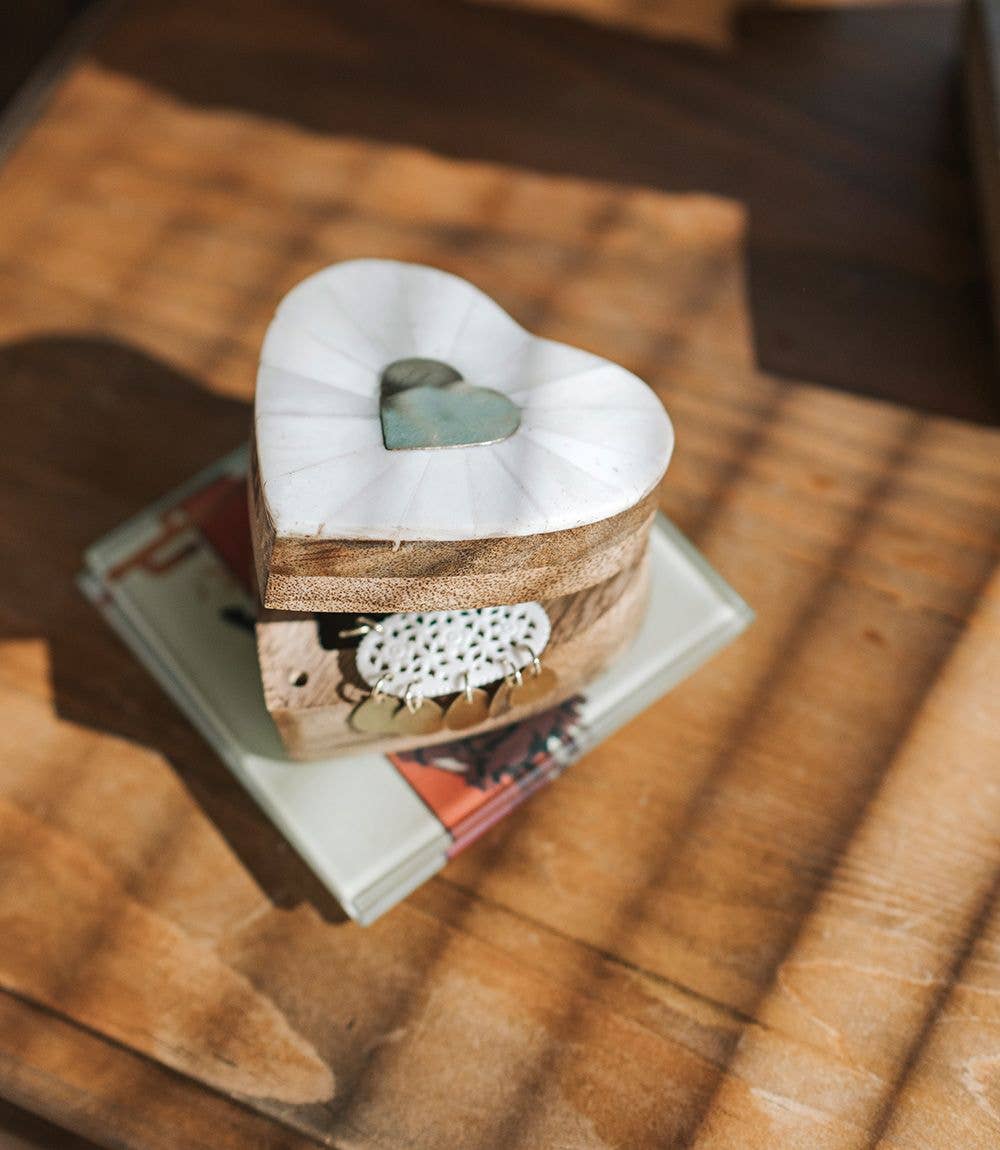RB- Hinged Heart Box with Ethically Sourced Bone and Brass Inlay