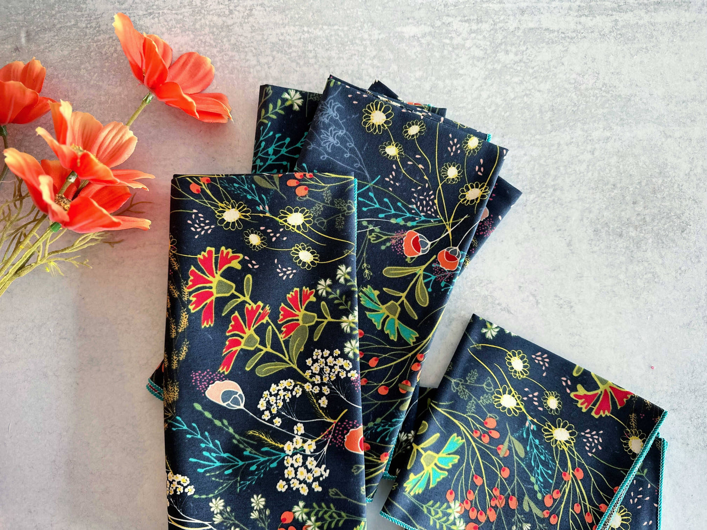 Dot and Army - Pretty Peacock Cloth Napkins, set of four