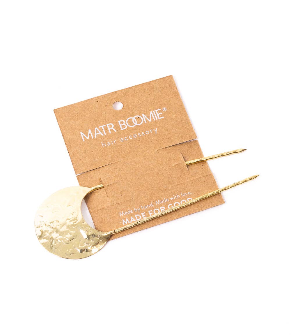 Hammered Crescent Brass Hair FORK BRASS