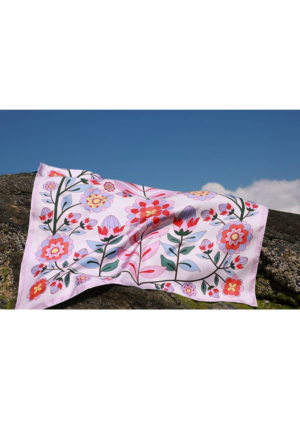 Jessie Zhao New York - Double Sided Silk Scarf Of Pink Garden