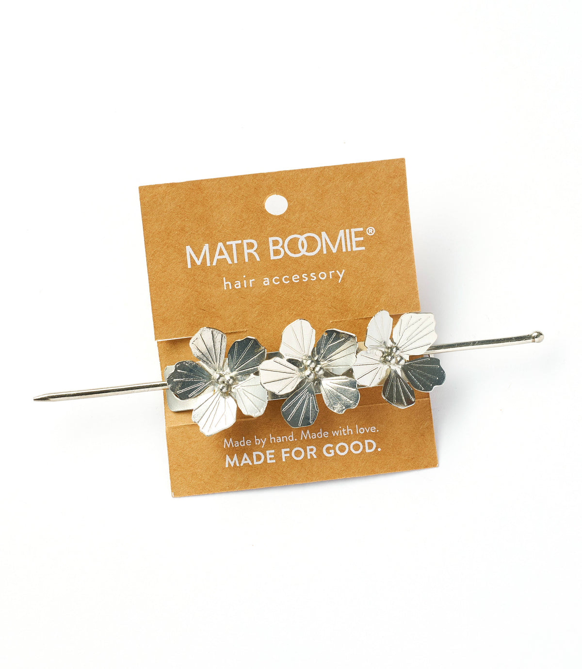 Sayuri Flower Silver Hair Slide with Stick - ALUMINUM