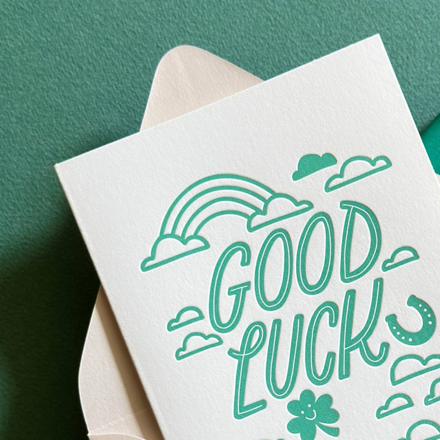 Friendly Fire Paper - Good Luck Rainbow | Letterpress Encouragement Card