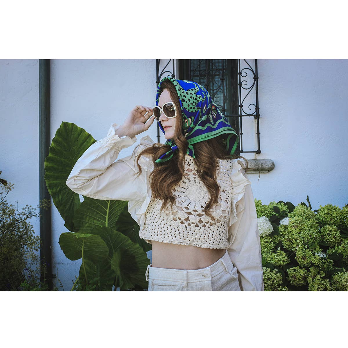 Jessie Zhao New York - Double Sided Silk Scarf Of Leopards In The Verdant Wild