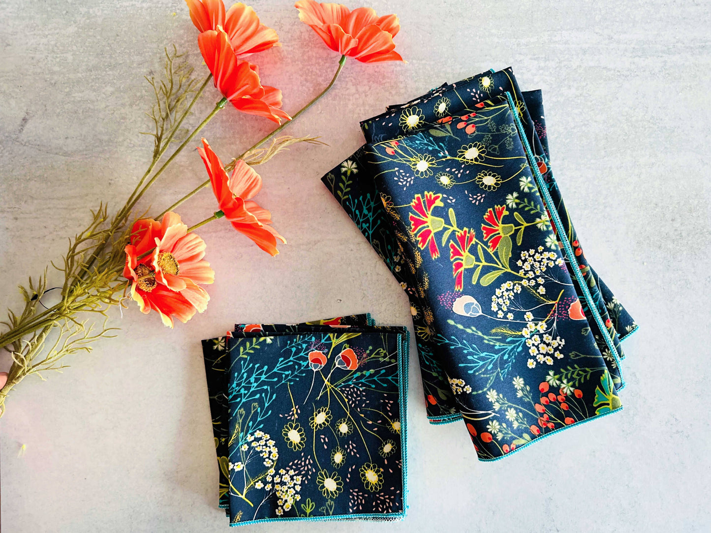 Dot and Army - Pretty Peacock Cloth Napkins, set of four