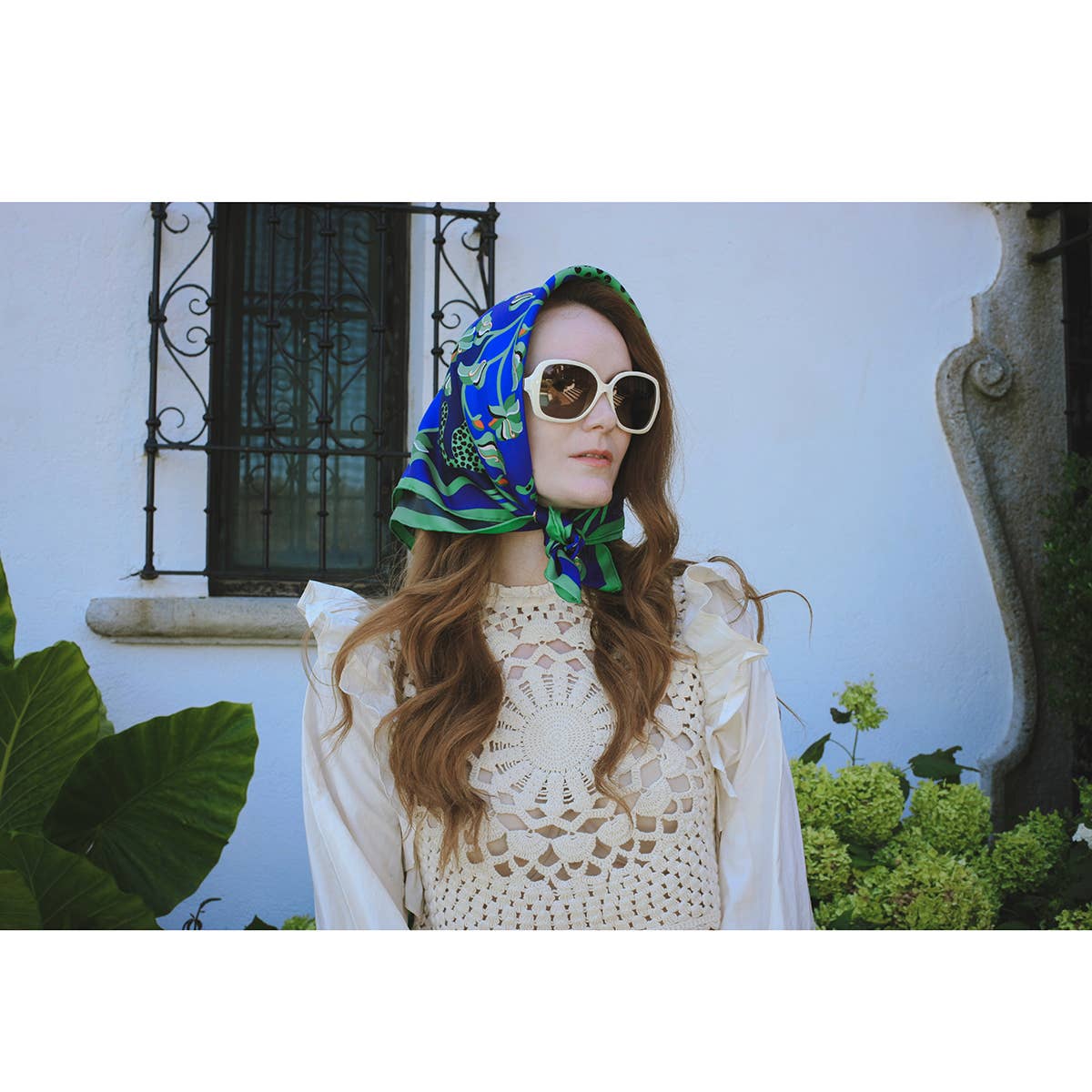 Jessie Zhao New York - Double Sided Silk Scarf Of Leopards In The Verdant Wild