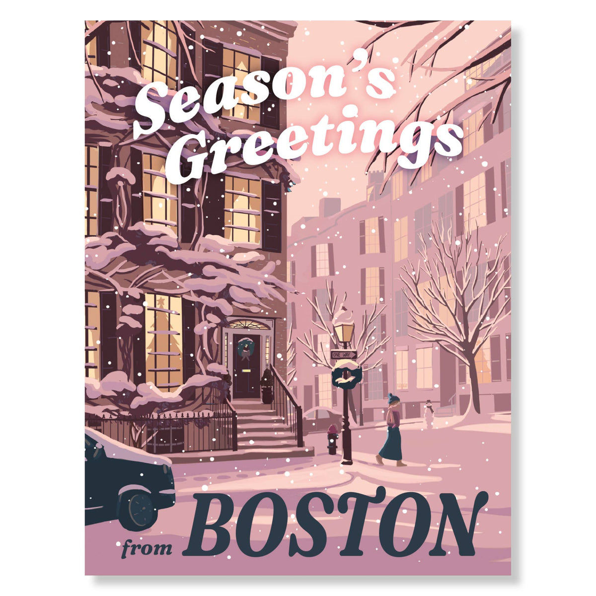 Kat Maus Haus Illustration - Boston Holiday Card (Beacon Hill)