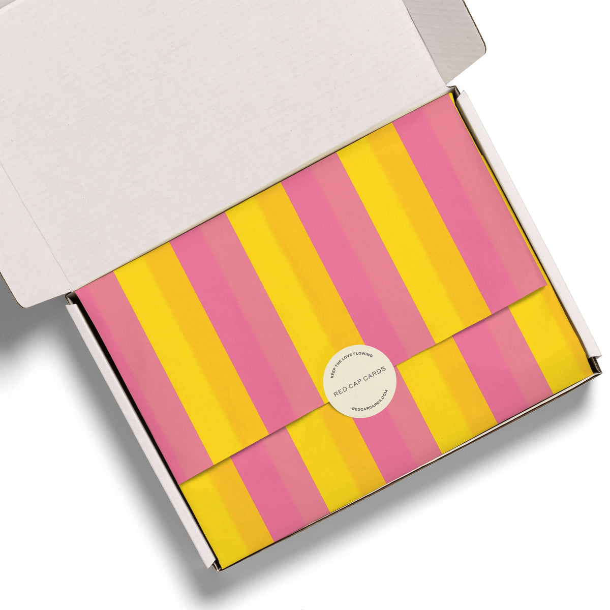Red Cap Cards - Pink and Yellow Stripes tissue paper