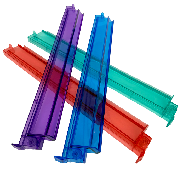 Mahjong Studios - Mahjong Rack and Pusher Set of 4 - Multi Colors Blue Purple Red Green Clear