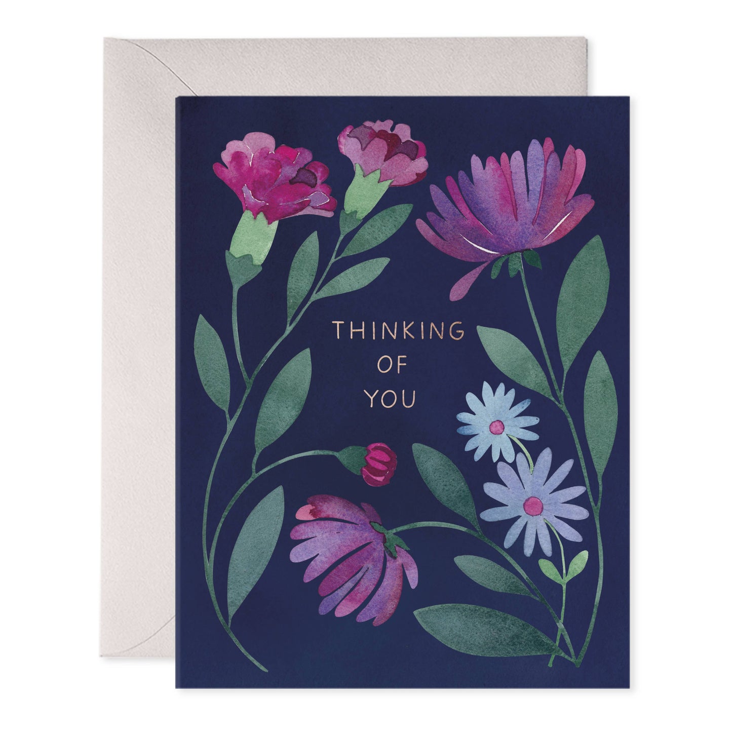 E. Frances Paper - Purple Flowers Thinking of You Greeting Card