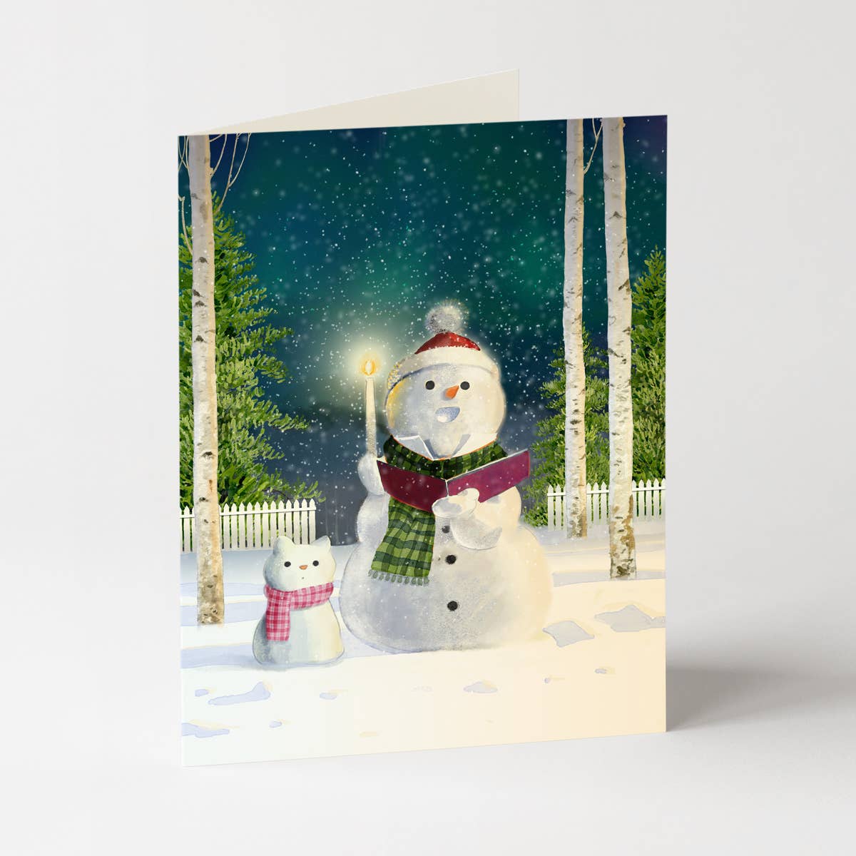 Felix Doolittle - Snow Carollers - Holiday Christmas Cards - Snowman and Cat