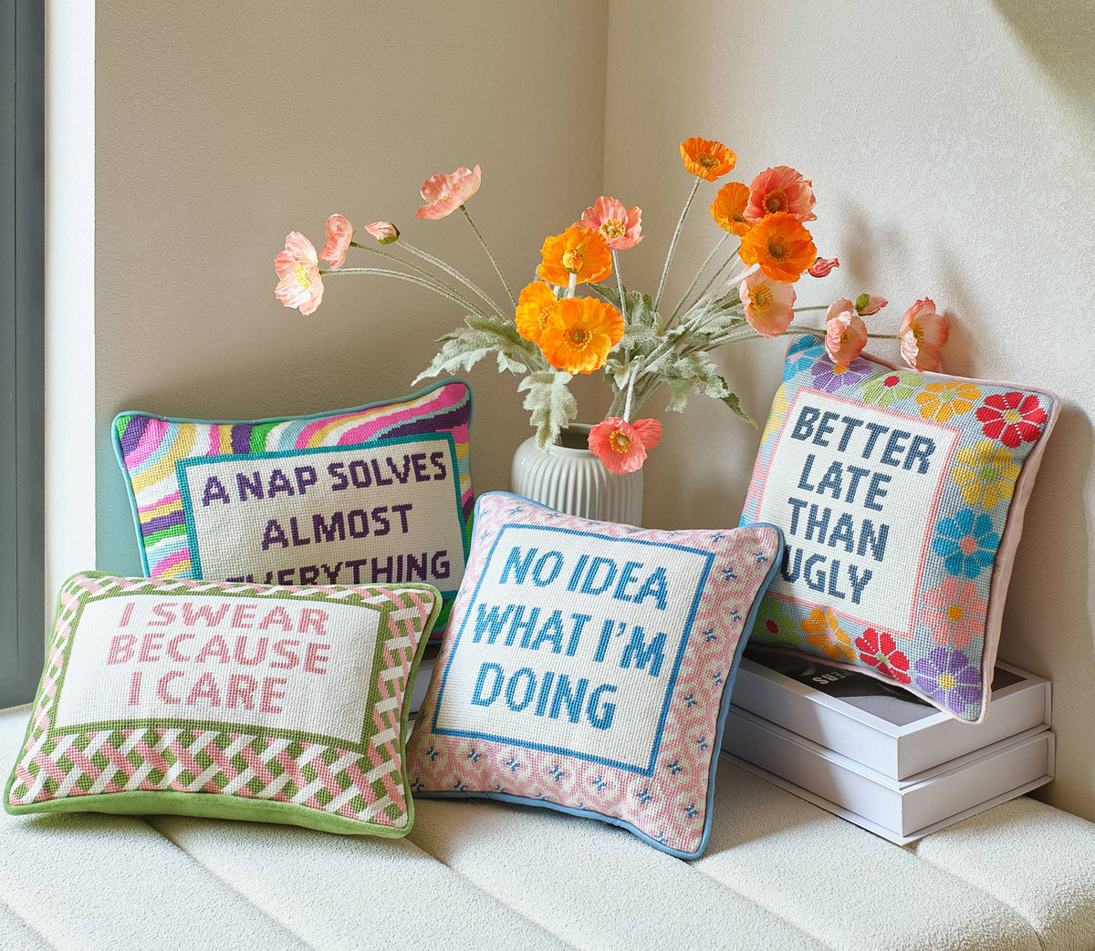 Peking Handicraft - Nap Solves Almost Everything Embroidered Pillow